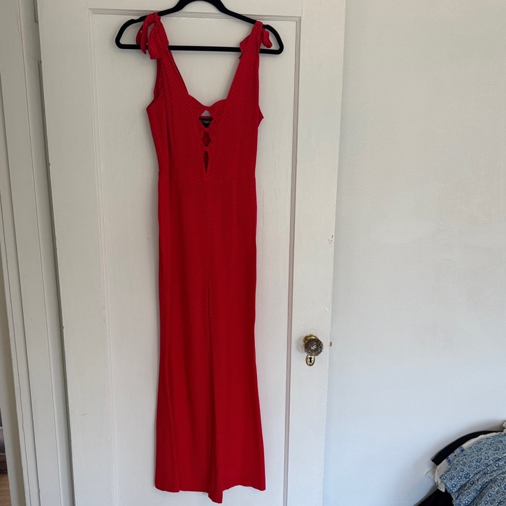 INTERMIX Bold Red Silk Jumpsuit - Size 0